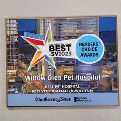 Willow Glen Pet Hospital - 2023 BEST IN SILICON VALLEY .

THANK YOU!