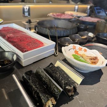 Wagyu Master - Hand rolls, Wagyu, the side that comes with the sukiyaki broth - Japanese Near Me - San Jose, California Wagyu Master - Hand rolls, Wagyu, the side that comes with the sukiyaki broth - Japanese Near Me - San Jose, California