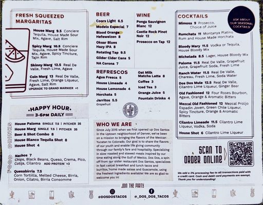 Menu photo 2 Dos Dos Colorado Springs, CO Menu photo 2 Dos Dos Colorado Springs, CO