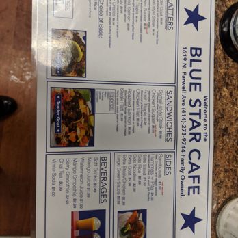 Blue Star Cafe - Menu, Jan 2020 - Halal Near Me - Milwaukee, Wisconsin