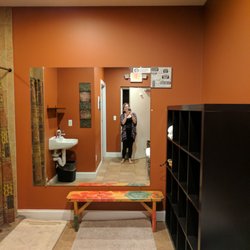 A2 Yoga - The women's changing room has storage cubbies, a shower and a sink, plus it's own bathroom.