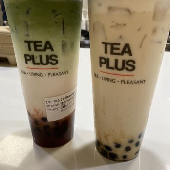Tea Plus - Strawberry matcha latte & almond milk tea - Bubble Tea Near Me - Davie, Florida