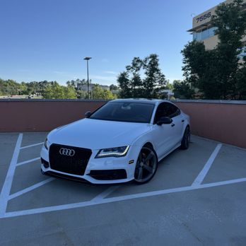 Wrap Theory - 2012 Audi A7 with roof, mirror caps, door handles and chrome window trim wrapped in gloss black - Auto Detailing Near Me Wrap Theory - 2012 Audi A7 with roof, mirror caps, door handles and chrome window trim wrapped in gloss black - Auto Detailing Near Me
