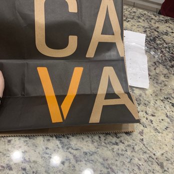 CAVA - Delivery bag and sticker receipt without half our order. - Mediterranean Near Me - Woburn, Massachusetts