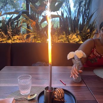 Toca Madera - Celebratory brownie (no nuts) - Steakhouses Near Me - Houston, Texas Toca Madera - Celebratory brownie (no nuts) - Steakhouses Near Me - Houston, Texas