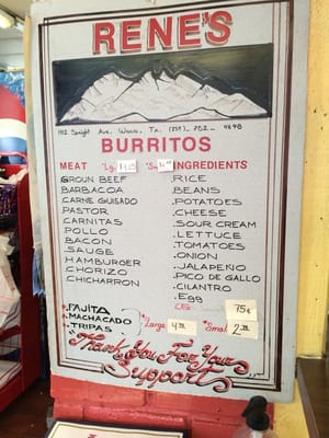 Menu photo 2 Rene's Restaurant Waco, TX