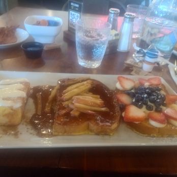 360 Brunch House - I got the French toast flight three flavors cinnamon, whiskey in the middle, Berry - Breakfast & Brunch Near Me - Mansfield, Texas