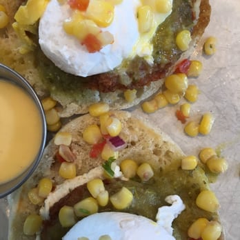 Iron Rooster - Fried green tomato Benedict. Check out the skimpy, uneven tomato to muffin ratio. - American Near Me - Baltimore, Maryland