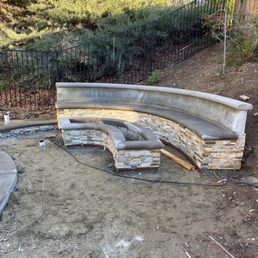 Fire pit with Golden Honey Ledger. Fire pit with Golden Honey Ledger.