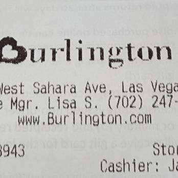 Burlington - Receipt header from the event. - Department Stores Near Me - Las Vegas, Nevada