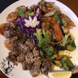 Steak & shrimp hibachi dinner. Presentation is outstanding.