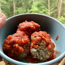 The Oink & Moo - Meatballs... cooked in an air fryer. Delicious .