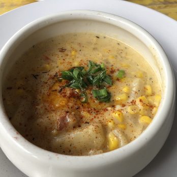 Oyster Shucker Craft & Draft - SOTD Corn chowder. Pretty good! I prefer smaller diced potatoes but this was still tasty - Seafood Near Me - St Pete Beach, Florida Oyster Shucker Craft & Draft - SOTD Corn chowder. Pretty good! I prefer smaller diced potatoes but this was still tasty - Seafood Near Me - St Pete Beach, Florida