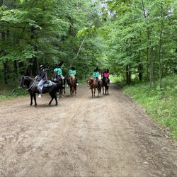 Girls scout troop riding on Otter Lake trail