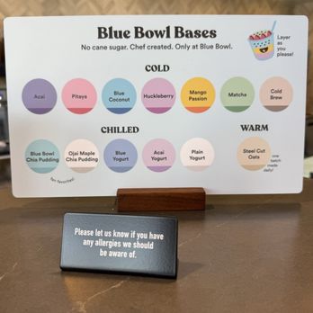 Blue Bowl Superfoods - Bases (all made with coconut milk) - Acai Bowls Near Me - Oceanside, California