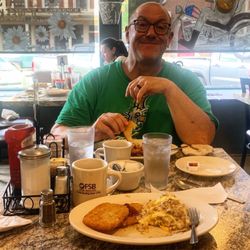Sausage gravy and homemade biscuits, classic hash browns, and good string coffee = breakfast perfection