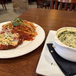 Travinia Italian Kitchen & Wine Bar - Chicken parm and spinach crab dip
