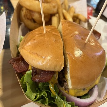 Mudhook Bar & Kitchen - Bacon cheeseburger and fries - Burgers Near Me - Duncanville, Texas