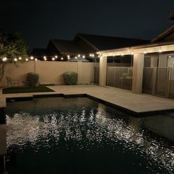 Desert Sage Landscaping - Backyard pool with patio lights