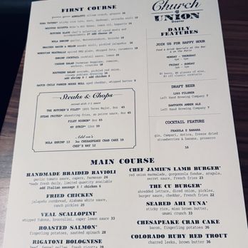 Church and Union - Menu - New American Near Me - Denver, Colorado