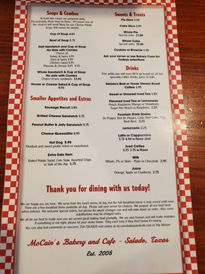 Menu photo 4 McCain's Bakery & Cafe Salado, TX Menu photo 4 McCain's Bakery & Cafe Salado, TX