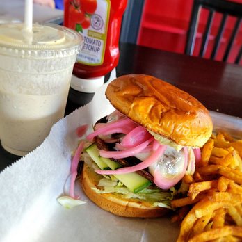 Buns Burgers - Veggie Stacker and a pumpkin shake - Burgers Near Me - Kingston, New York Buns Burgers - Veggie Stacker and a pumpkin shake - Burgers Near Me - Kingston, New York