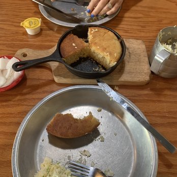 Top O'The River - Skillet cornbread with slaw and onions - Seafood Near Me - Guntersville, Alabama Top O'The River - Skillet cornbread with slaw and onions - Seafood Near Me - Guntersville, Alabama