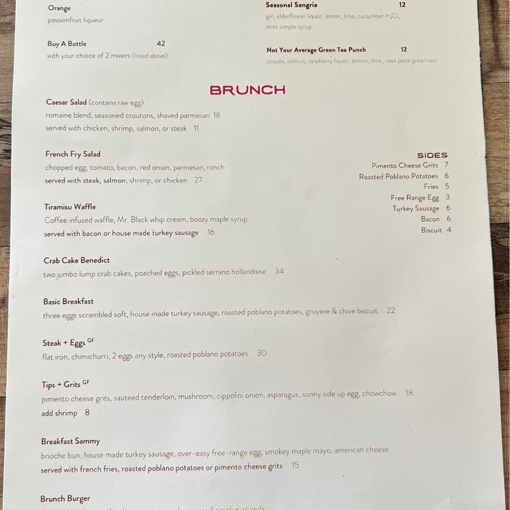 Crush XI - Brunch Menu - New American Near Me - Melbourne, Florida