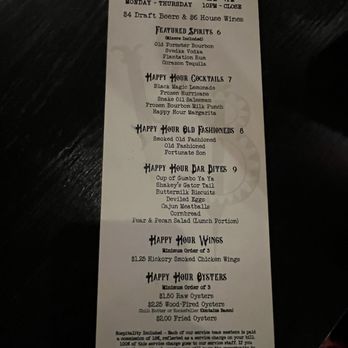 Voodoo Bayou - Happy hour menu - Cocktail Bars Near Me - Orlando, Florida