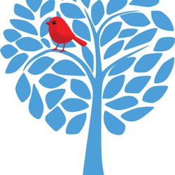 Vital Hearing - The tree reflects vitality and growth, while the little red bird is a nod to Robin-the person you'll see every step of your hearing journey.
