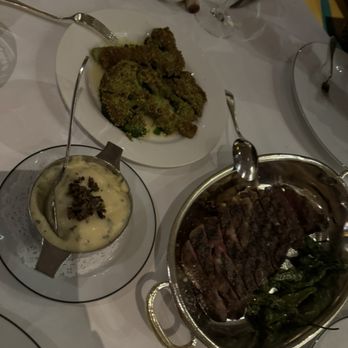 Prime - Pistachio crusted broccoli, Truffle Mashed Potatoes, 16 oz ribeye. (Sorry for the horrible lighting!) - Steakhouses Near Me - Las Vegas, Nevada