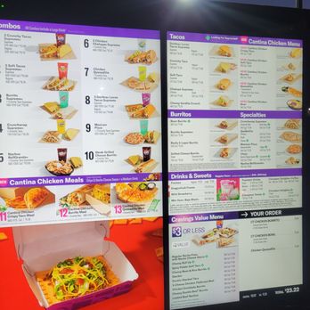 Taco Bell - June '24, Drive Thru board - Fast Food Near Me - Alameda, California