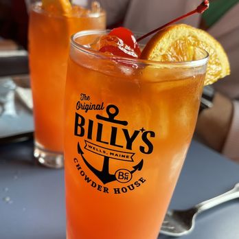 Billy's Chowder House - two glasses of orange juice - Seafood Near Me - Wells, Maine