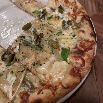 Ember - Leek olive potato pizza - New American Near Me - Arroyo Grande, California Ember - Leek olive potato pizza - New American Near Me - Arroyo Grande, California