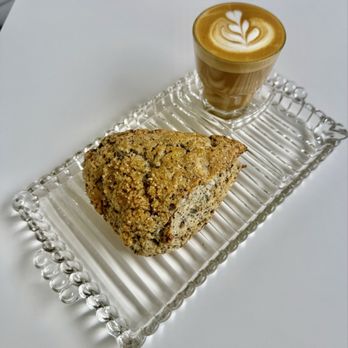 Mea Culpa Cafe - Cortado and Blueberry scone - Cafes Near Me - Norfolk, Virginia
