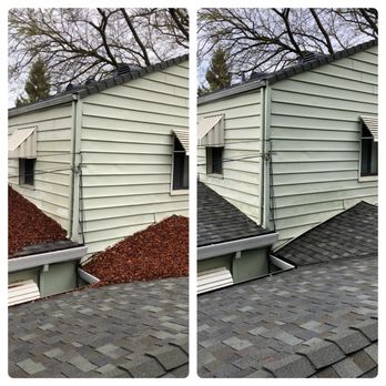 Primetime Cleaning Services - Before the roof cleaning and after the roof cleaning - Gutter Services Near Me