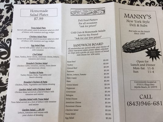 Menu photo 3 Manny's Deli & Subs Myrtle Beach, SC Menu photo 3 Manny's Deli & Subs Myrtle Beach, SC