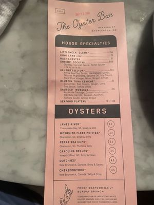 Menu photo 1 The Darling Oyster Bar Charleston, SC Menu photo 1 The Darling Oyster Bar Charleston, SC