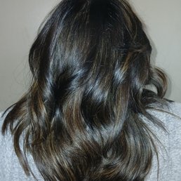 Caramel Highlights, looking natural on pre dyed dark black boxed hair.