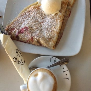Chocolate SD - Berries Sweet Crepe w/ Coconut Gelato + Cappuccino - Coffee & Tea Near Me - San Diego, California Chocolate SD - Berries Sweet Crepe w/ Coconut Gelato + Cappuccino - Coffee & Tea Near Me - San Diego, California