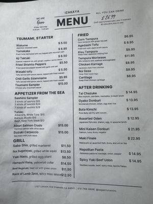 Menu photo 1 SAGA Kitchen Alameda, CA