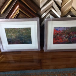 Village Frame & Gallery - I am a local abstract pastel  artist. Here are 2 of my Monet- inspired paintings at the gallery.