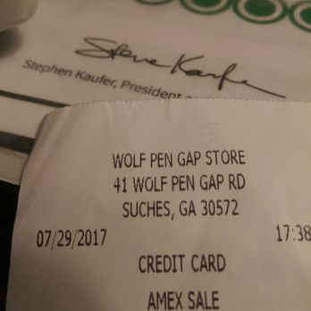 Wolf Pen Gap Store - Receipt for verification purposes. - Gas Stations Near Me - Suches, Georgia Wolf Pen Gap Store - Receipt for verification purposes. - Gas Stations Near Me - Suches, Georgia