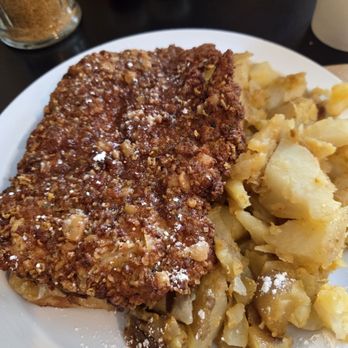 The Sloppy Waffle - Chicken and waffles. It come with potatoes not sure why - Belgian Near Me - Newington, Connecticut The Sloppy Waffle - Chicken and waffles. It come with potatoes not sure why - Belgian Near Me - Newington, Connecticut