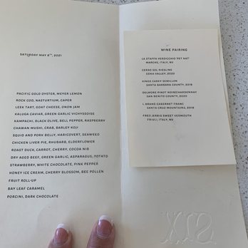 Six Test Kitchen - Only at the end, the menu of overpriced crap was shared. All but one dish was so tough, incl dessert we couldn't chew it. - New American Near Me - Paso Robles, California