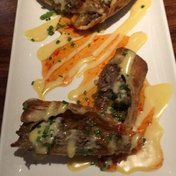 Del Frisco's Grille - Cheesesteak egg rolls- we devoured these. - New American Near Me - Hoboken, New Jersey