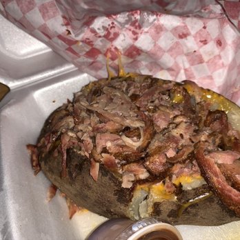 Cotton State BBQ - Loaded Potato with Brisket - Barbeque Near Me - Mobile, Alabama Cotton State BBQ - Loaded Potato with Brisket - Barbeque Near Me - Mobile, Alabama