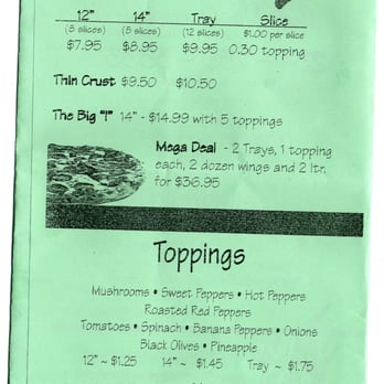 Ianazone's Homemade Pizza - Current Menu 12/2015 - Pizza Near Me - Poland, Ohio
