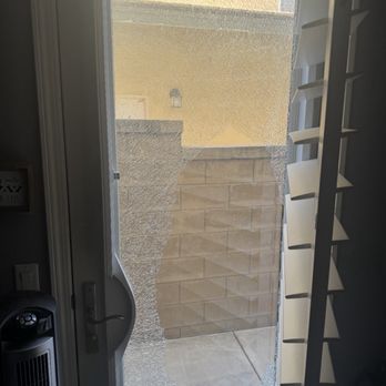 Alpha Glaziers - Before (shattered glass) - Glass & Mirrors Near Me - Fontana, California