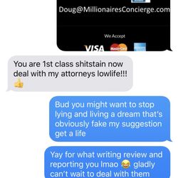 Millionaires Concierge - Apparently using slander and false advertisement to lure people in to using his fake services